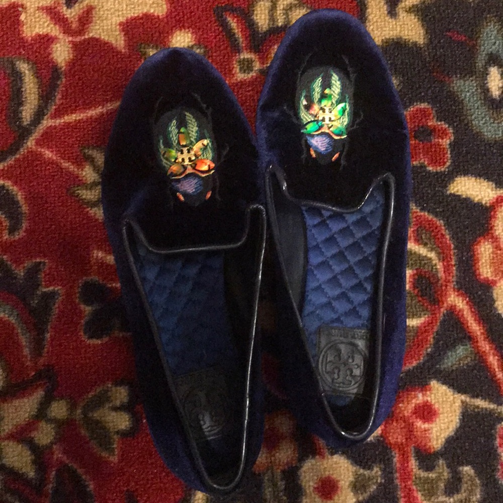 Tory Burch Velvet Beetle Loafers